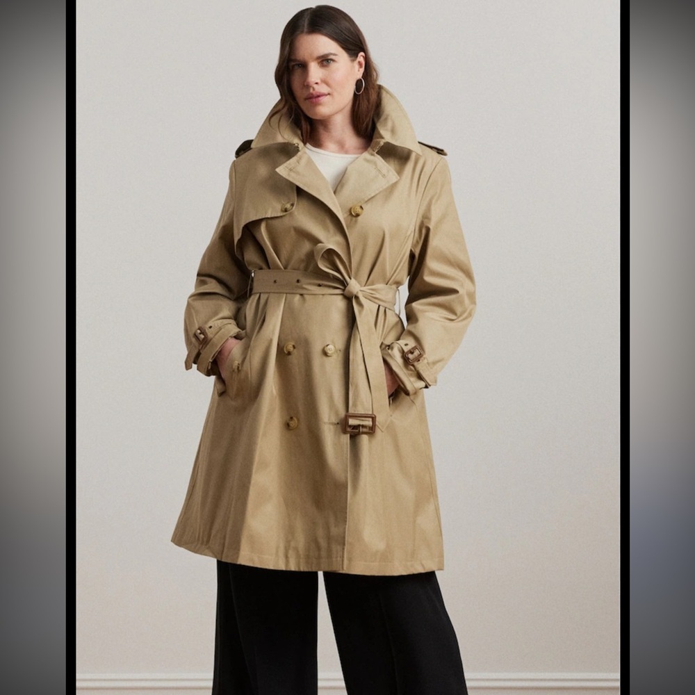 Ralph Lauren Women’s Curve Double Breasted Cotton Blend Trench Coat - Size 3X - Picture 4 of 9